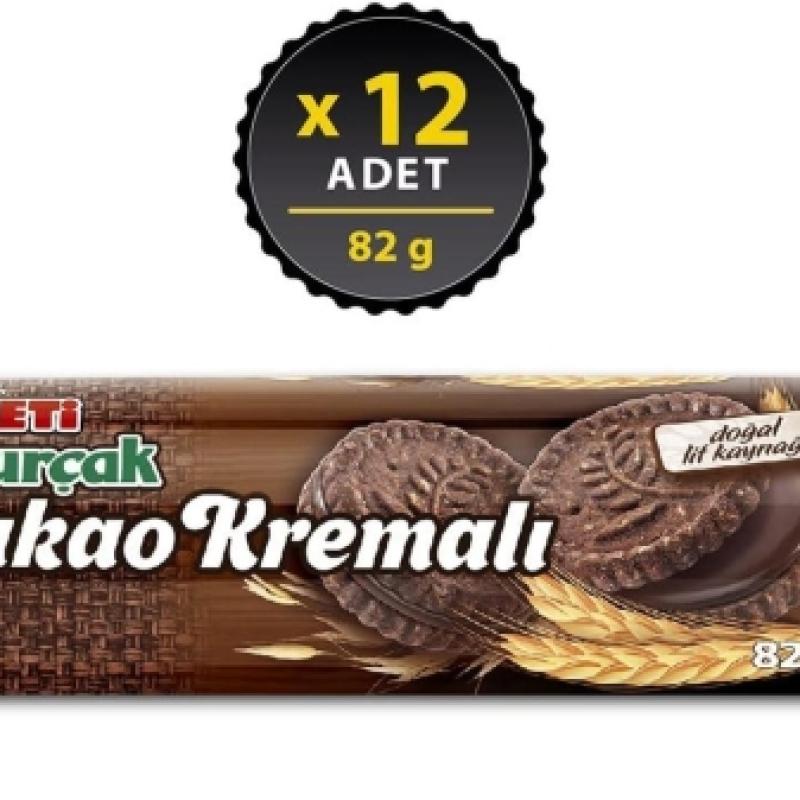 Eti Burçak Kakao Kremalı Yulaflı Bisküvi 82 Gr 18 Adet
