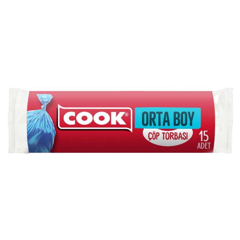 Cook Çöp Torbası Orta Boy 55 cm x 60 cm Mavi 15'li Paket