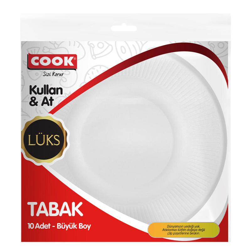 Cook Lüks Plastik Tabak  Büyük 10'lu