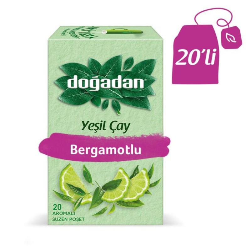 Doğadan Yeşil Çay Bergamot Aromalı 20 Li