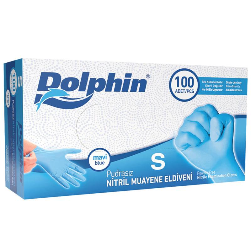 Dolphin Nitril Eldiven Mavi S 100'lü