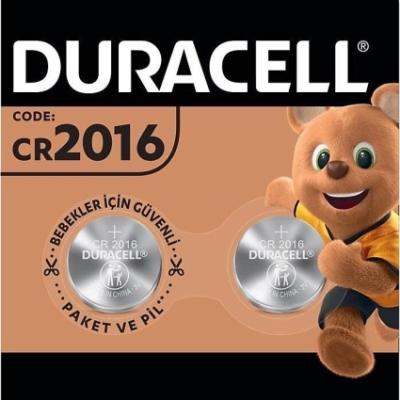 Duracell CR2016 Lityum Düğme Pil 3V 2 li