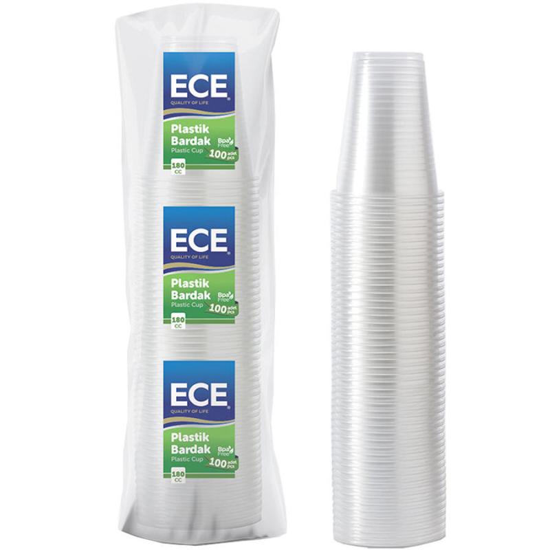 Ece Plastik Eco Otomat Bardağı Şeffaf 180 cc 1,7 g 100'lü Paket