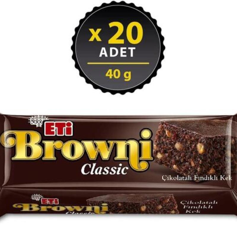 Eti Browni Classic Çikolatalı Fındıklı Kek 40 Gr 20 Adet