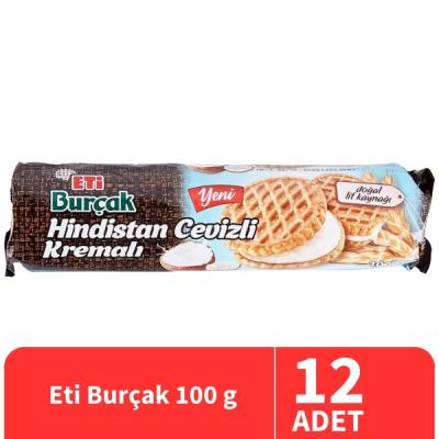 Eti Burçak Hindistan Cevizli Kremalı Bisküvi 100 Gr 12 Adet
