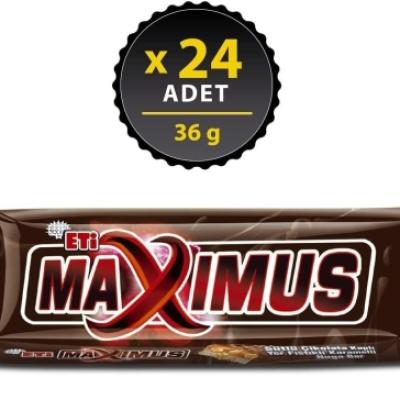 Eti Maximus Karamelli Yer Fıstıklı Nuga Bar 36 Gr 24 Adet
