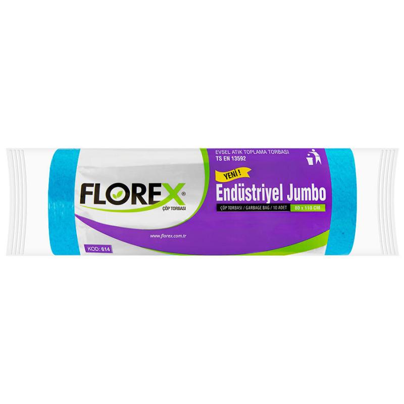 Florex Endüstriyel Çöp Torbası Jumbo Boy 80 cm x 110 cm  Mavi 10'lu Paket