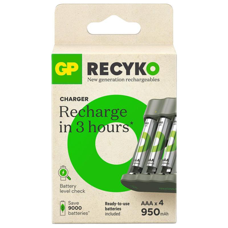 GP B441 USB Pil Şarj Cihazı 4'lü mAH 950 AAA İnce Pilli Set
