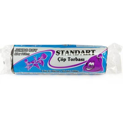 Kazanç Standart Jumbo Siyah Çöp Torbası 80x110 Cm 10 Lu 20 Paket