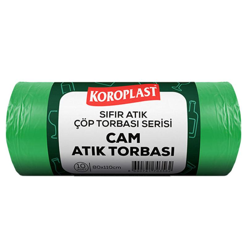 Koroplast Cam Atık Çöp Torbası Jumbo Boy 80 cm x 110 cm Yeşil 10'lu Paket