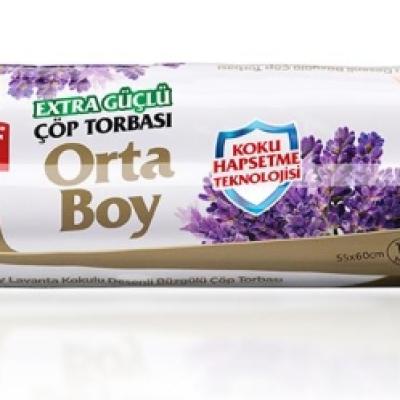 Koroplast Ekstra Güçlü Lavanta Kokulu Büzgülü Orta Boy Çöp Torbası 55x60 Cm 15 Li