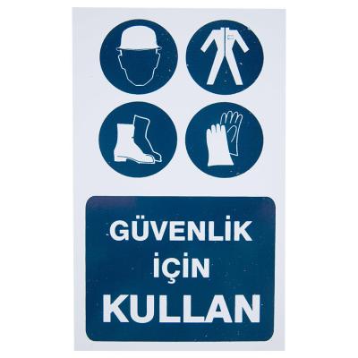 Koruyucu Malzeme Kullan PVC Uyarı Levhası 16 cm x 24 cm