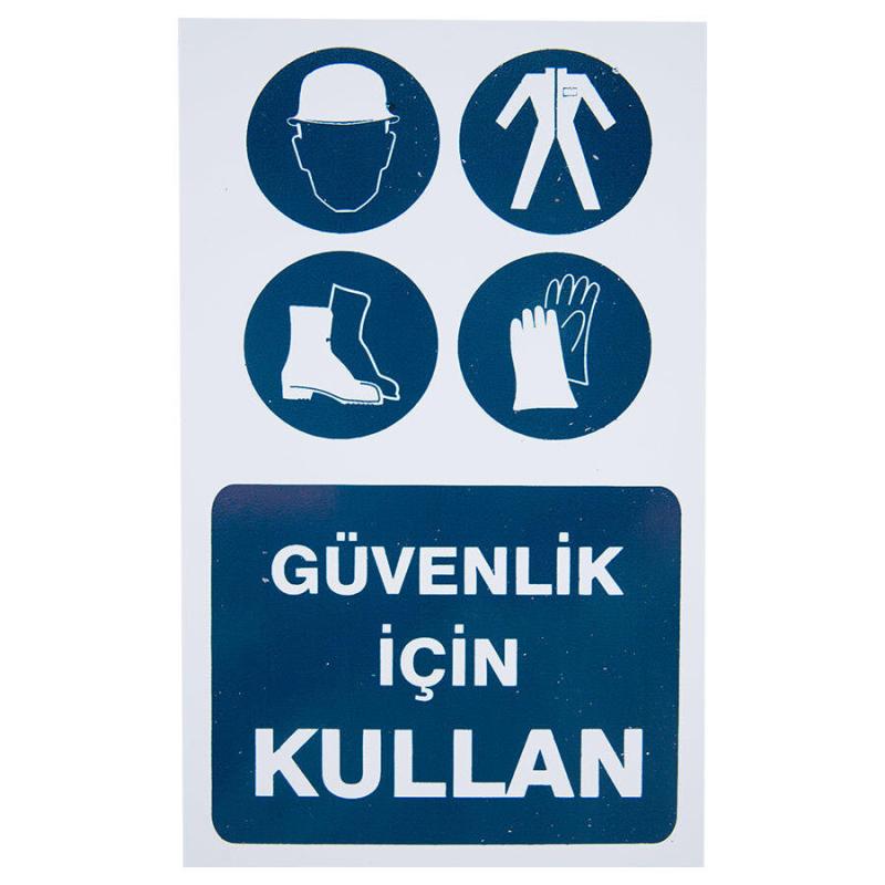 Koruyucu Malzeme Kullan PVC Uyarı Levhası 16 cm x 24 cm