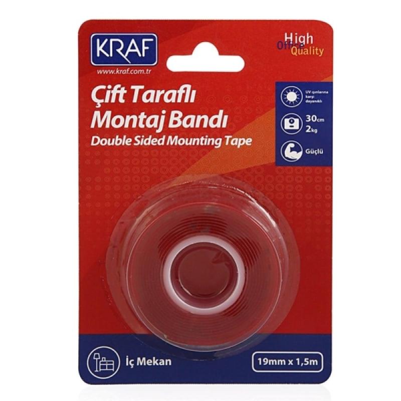 Kraf Montaj Bandı Çift Taraflı Extra Güçlü İç Mekan 19mmx1.5m 2530G