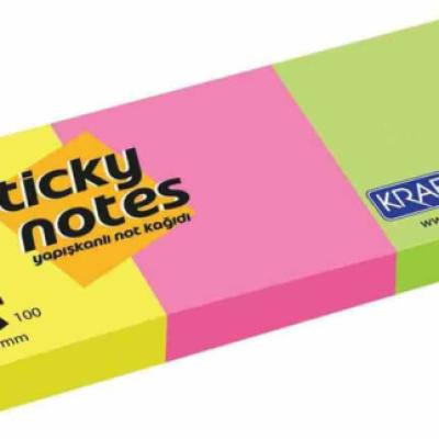 Kraf Yapışkanlı Not Kağıdı 38x51 Neon 3851N 3 Lü 100 Yaprak
