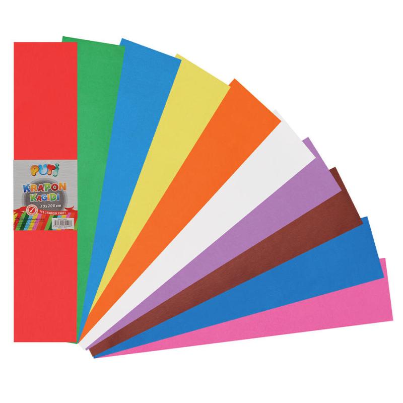 Krapon Kağıdı 50 cm x 200 cm Karışık Renk 10'lu Paket