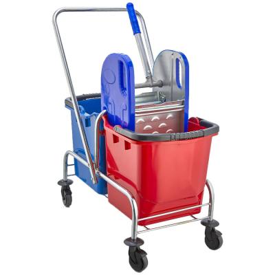 Krom Gövdeli Çift Kovalı Çelik Presli Temizlik Seti