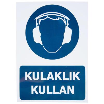 Kulaklık Kullan PVC Uyarı Levhası 25 cm x 35 cm
