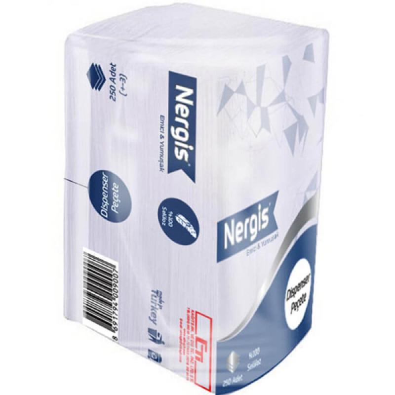 Nergis Dispenser Peçete Hijyenik Ambalaj 250 Li x 18 Paket