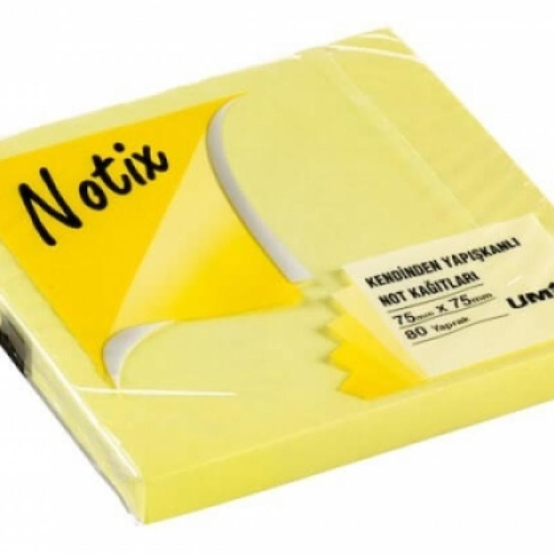 Notix Yapışkanlı Not Kağıdı Neon Sarı 80 Yaprak 75x75 mm (N-NS-7575)