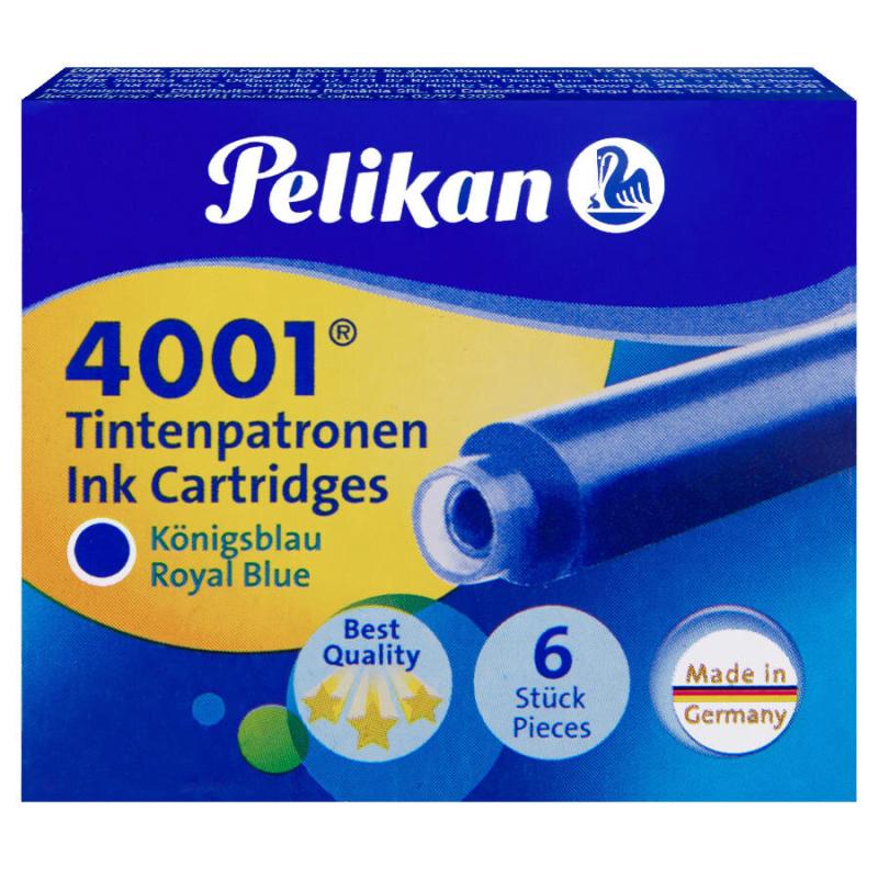 Pelikan 4001 Royal Dolma Kalem Mürekkep Kartuşu Küçük 6'lı Kutu Mavi