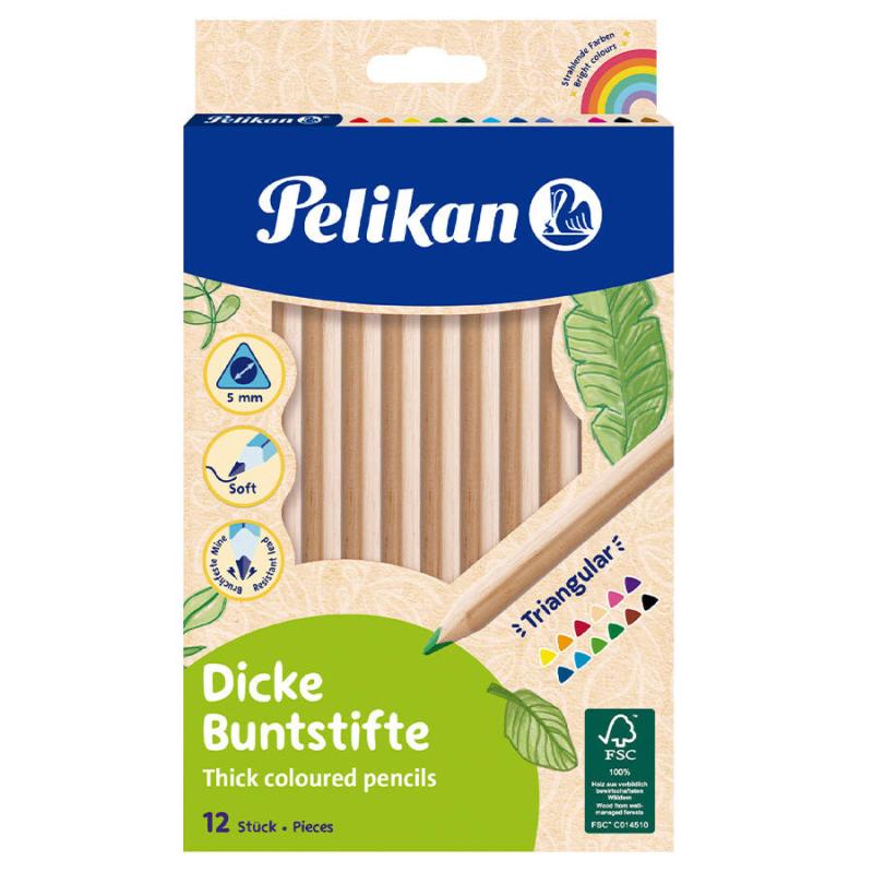 Pelikan Jumbo Ahşap Kuru Boya Kalemi 12 Renk