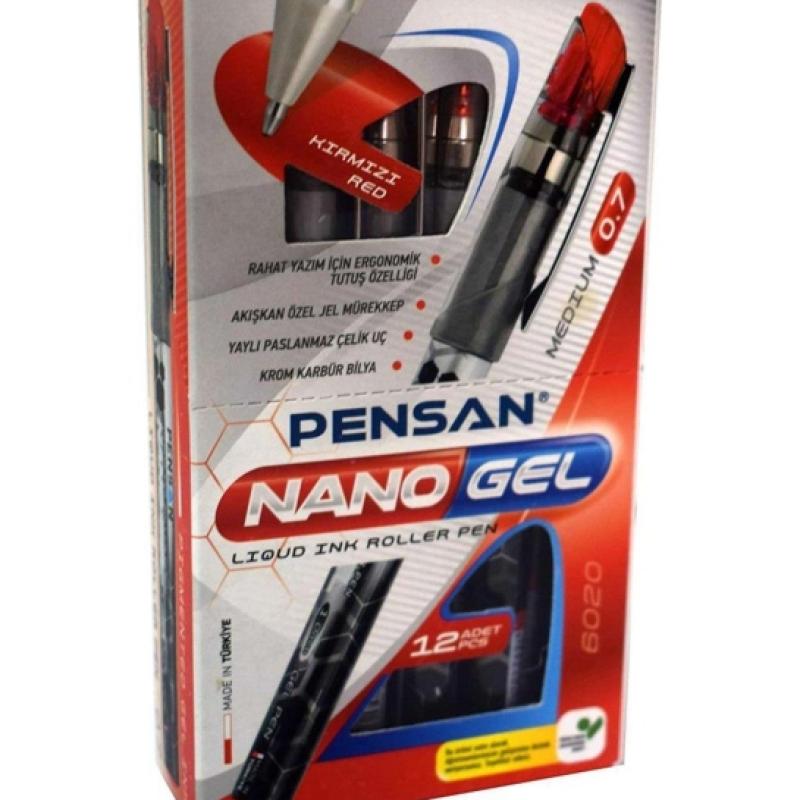 Pensan Roller Kalem Nano Jel 6020 Kırmızı 12 Li