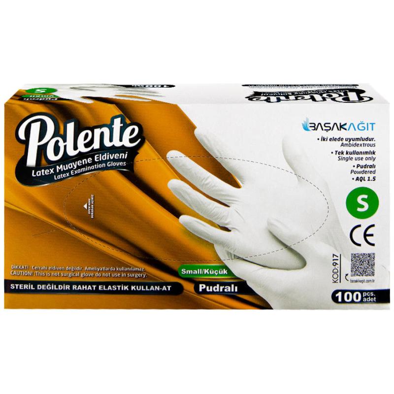 Polente Latex Muayene Eldiveni Pudralı Small Beyaz