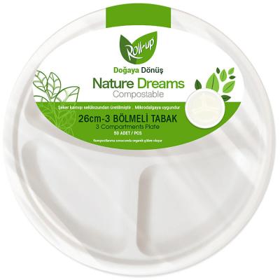 Roll-Up Nature 26 Cm 3 Gözlü Tabak 50'Li