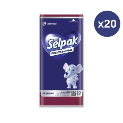 Selpak Professional Premium Garson Peçete 40x40 50 Li Bordo 20 Paket