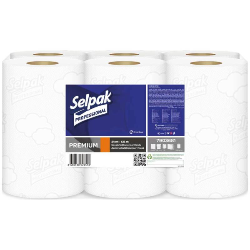 Selpak Professional Premium Sensörlü Dispenser Havlu 21 Cm 135 Metre 6 Lı