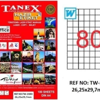 Tanex Lazer Etiket TW-2080 26.25x29.7 mm 100 Adet