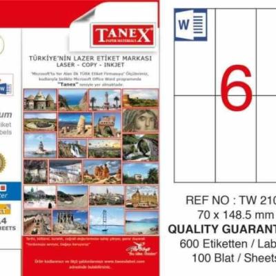 Tanex Lazer Etiket TW-2106 70x148.5 mm 100 Adet