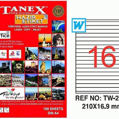 Tanex Lazer Etiket TW-2169 210x16.9 mm 100 Adet