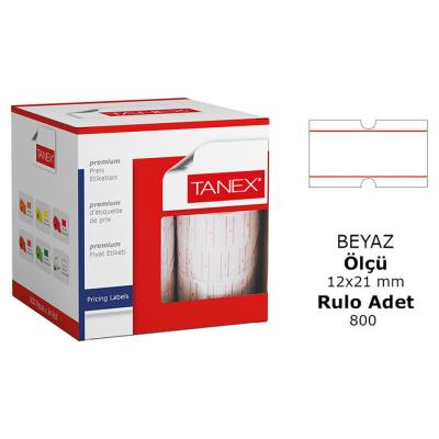 Tanex Motex Çizgili Beyaz 12 mm x 21 mm Fiyat Etiketi 24'lü Paket