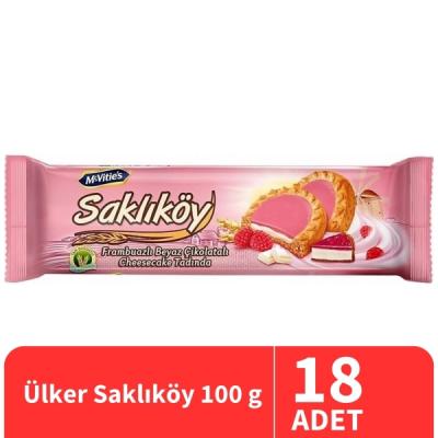 Ülker Saklıköy Frambuaz Kremalı Cheesecake Bisküvi 100 Gr 18 Adet