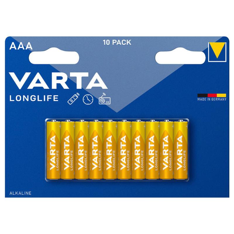 Varta Longlife Alkalin AAA İnce Kalem Pil 10'lu Paket