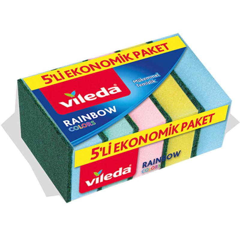 Vileda Rainbow Düz Sünger 5'li Paket